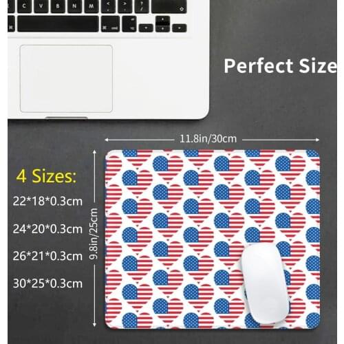 Mouse Pad 4Th Of July Gifts-American Flag Heart-I Love Usa Gear-I Heart United States Of America Decorations Of Old Glory The