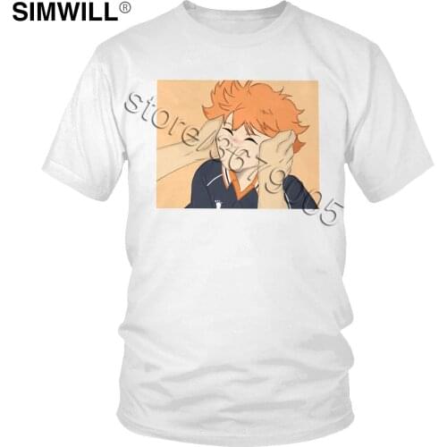 Cool Men Tshirt Volleyball Anime Haikyuu Short Sleeve Soft Cotton T-shirt O-neck Leisure Squishy Hinata Tops