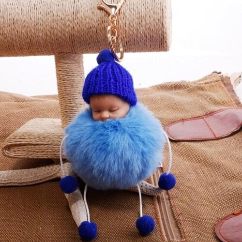 Lovely Plush Doll Pompom Key Chain Ladys Bag Cute Cartoon Car Keyring Hang The Christmas Doll Accessories Jewelry Gift