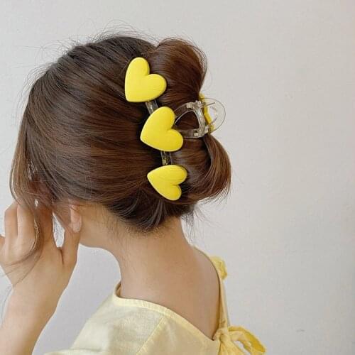 Cute Candy Color Love Heart Decoration Transparent Acrylic Hairclips Women Hairpins Ponytail Hair Clips Accessories