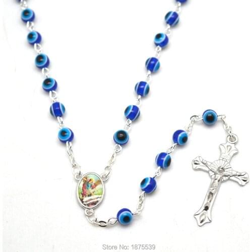 Fashion St Michael Centerpiece 6 mm Resin Beads Catholic Rosary