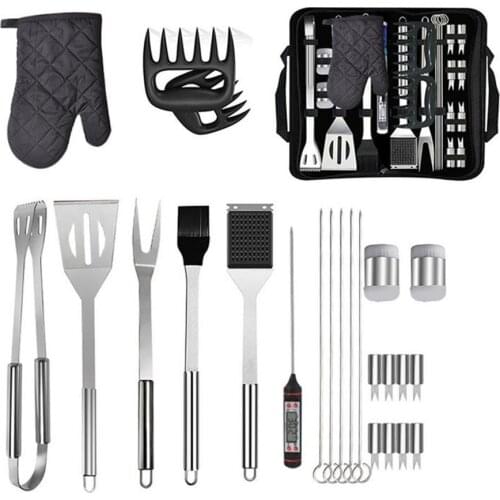 Hot Selling Durable 25-Piece Barbecue Tool Set BBQ Stainless Steel Portable Set Camping Outdoor Cooking Accessories