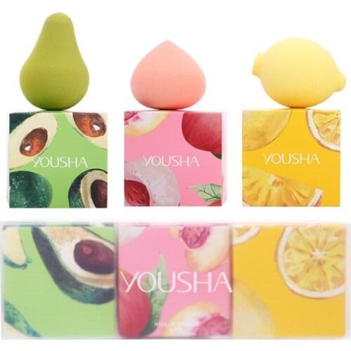3pcs Makeup Sponge Set Soft Elasticity Puff Fruit Shape Foundation Concealer Cosmetic Powder Mixed Blender Beauty Makeup Tool