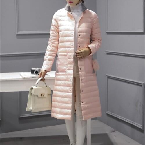 2020 New Winter Women Korean Loose Two Side Wear Coat White Duck Down Jacket Female Ultra Light Stand Collar Mid-long Parkas 158