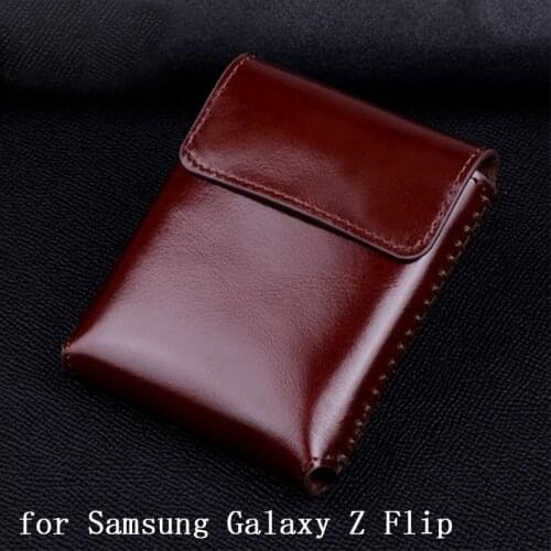 New Arrival Genuine Leather Case forSamsung GalaxyZ Flip Magnetic Phone Cover forSamsung Z Flip Skin Cover forSamsung Z Flip