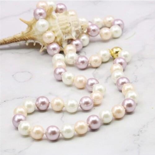 Minimum Order1) 2021 charming 8mm Multicolor Akoya Pearl Necklace Rope Chain Beads Women Fashion Jewelry Making Design 18inch