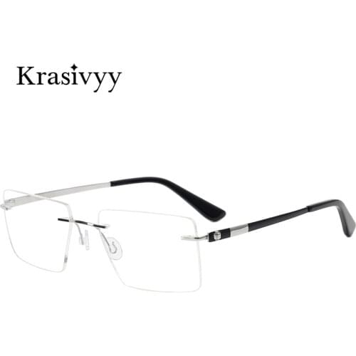 Krasivyy Rimless Glasses Frame Men Pure Titanium Myopia Optical Prescription Eyeglasses Frames Man 2021 Square Screwless Eyewear