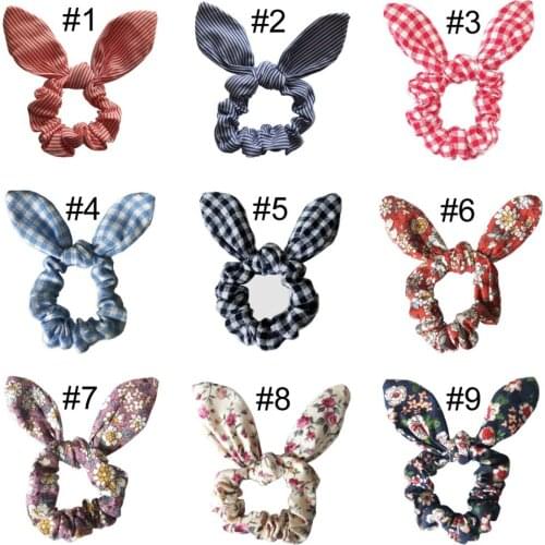 20 pcs/lot, Floral Bunny Ear Scrunchie, Kawaii Hair Ties Ponytail Holder