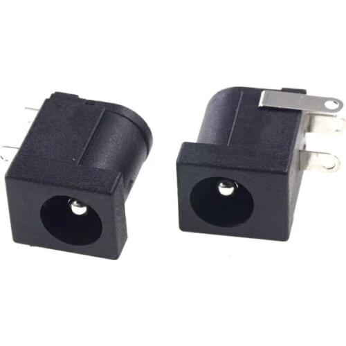 10 pcs DC power socket Diameter center pin size 2.5mm through hole 3 pins right angle