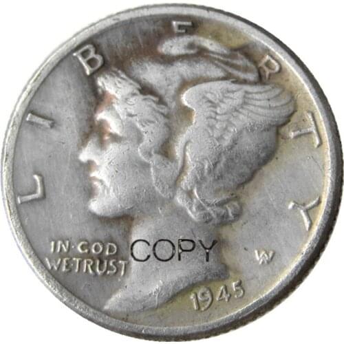 US Mercury Dime 1945 P/S/D Silver Plated Copy Coins