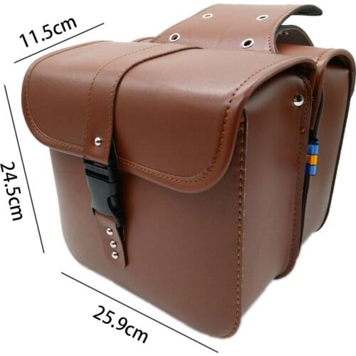 Universal Motorcycle Saddle Bags Side Luggage Bag Waterproof Sports Storage PU Leather Tool Moto One Pair Black Accessories