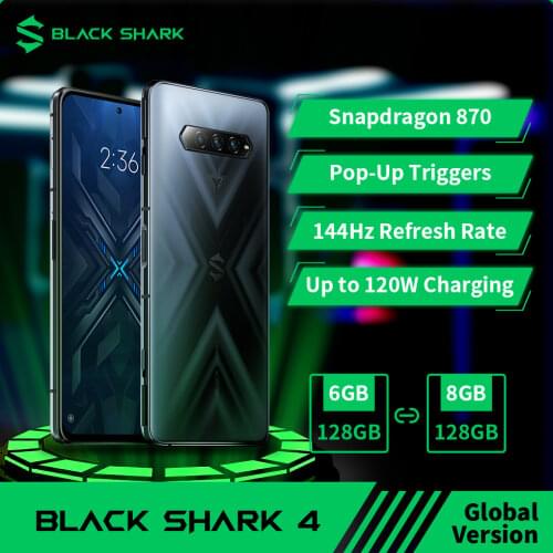 Black Shark 4 5G Gaming Phone NFC Snapdragon 870 Magnetic Pop-Up Triggers 144Hz Refresh Rate 67W Fast Change(Up to 120)Cellphone