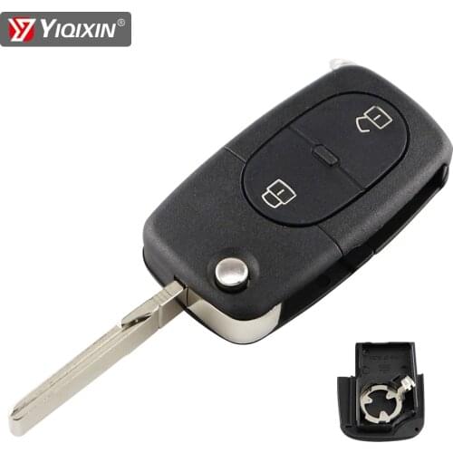 YIQIXIN 2 Button Flip Folding Car Key Shell Case Fob For Audi A2 A3 A4 A6 A8 Quattro TT 1620 Battery With Uncut Blade HU66