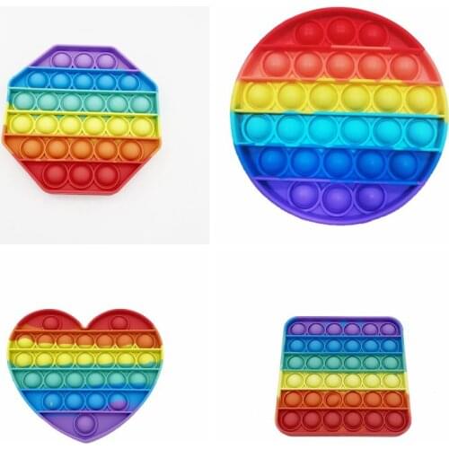 Funny Rainbow Fidget Push Bubble Stress Relief Anti-stress Stress Reliever Toys For Adult Children Relieve Autism Sensory Toys