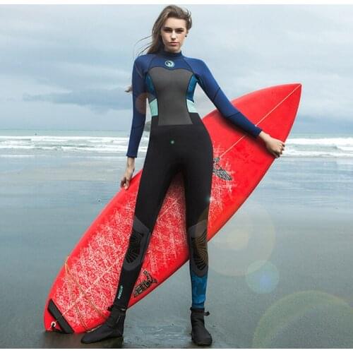 1.5mm Diving Suit Women Neoprene One Piece Long Sleeve Wetsuit Surf Snorkeling Waterskiing Cloth Female
