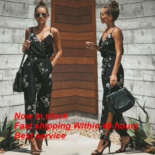 Women Sexy Romper Summer Casual Sleeveless Floral Jumpsuit Loose Wide Leg Pant Suit Playsuit Bodysuit Trousers