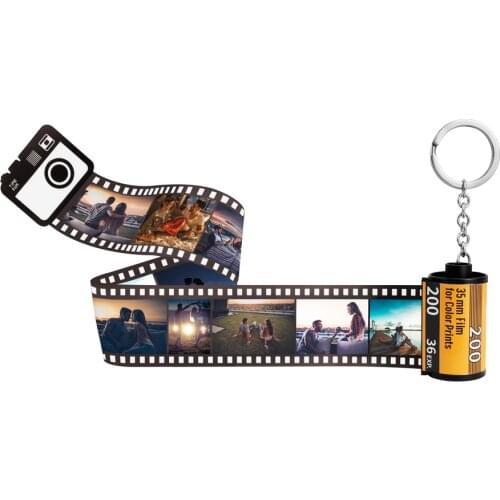 10pcs Photos Film Roll keychain Couple Gifts DIY Photo Text Albums Cover Keyrings Custom Memorial Mothers Day Lover Present