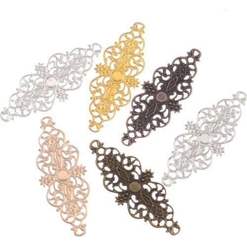 Free shipping 10pcs 6.1x2.4cm Filigree Wraps Metal Crafts Flower Connectors DIY Findings