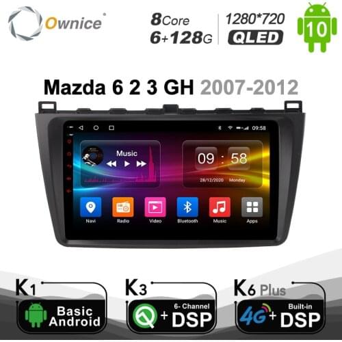 1280*720 Ownice Octa Core SPDIF DSP GPS Optical Android 10.0 car dvd gps For Mazda 6 2 3 GH 2007 - 2012 4G Radio 6G+128G BT 5.0