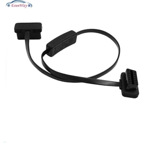 16 Pin Thin 60CM OBD2 OBD OBDII Auto Car Extension Cable With Switch Type Adapter Connector