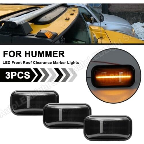 3Pcs For Hummer H2 2003 2004 2005 2006 2007 2008 2009 H2 SUT 2005-2009 LED Front Amber Cab Roof Marker Light Kit Dome Lamp