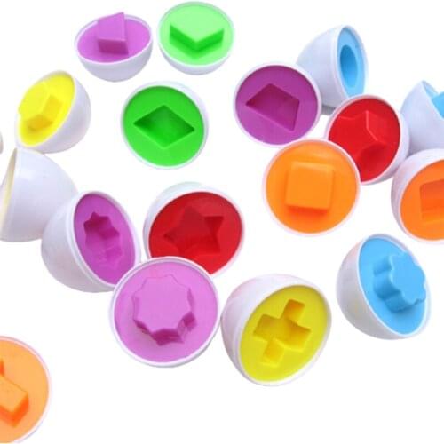 6PCS Infant Early Learning Educational Toy Montessori Recognize Color Shape Matching Egg Inserted Puzzle For Children Kids Gifts