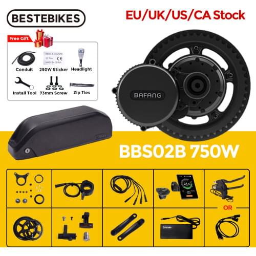 Bafang Motor BBS02B BBS02 48V 750W Mid Drive Motor Electric Bike Ebike Conversion Kit 52V17.5Ah 20Ah LG Lithium Battery Bicycle