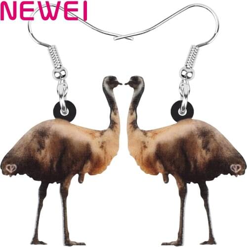 NEWEI Acrylic Australia Emu Bird Earrings Animal Drop Dangle Jewelry For Women Girl Teens Kids Trendy Charms Hot Sale Gift Bulk