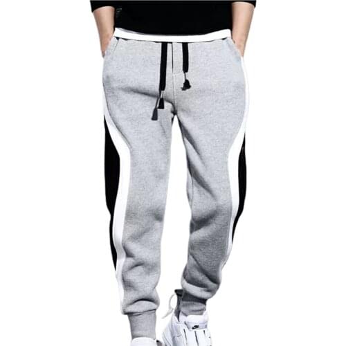 Men Pants Color Matching Streetwear Mid Waist Contrast Colors Sports Pants Sweatpants for Jogging