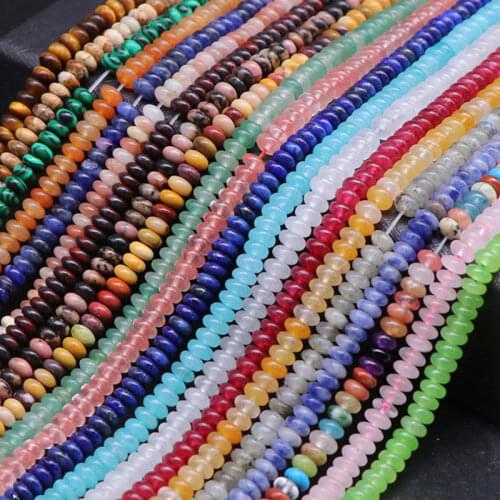 Natural 2x4mm Rondelle Spacer Beads For Jewelry Making DIY Accessorries Loose Beads For Bracelet Rose Quartzs Lapis Lazuli