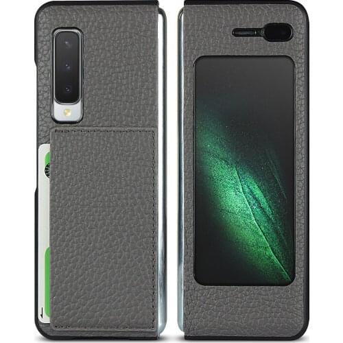 Genuine Leather 360 Protection Phone Bags For Samsung Galaxy Fold Case SM-F900F F900U F900W F9000 F900N Card Pocket Cover