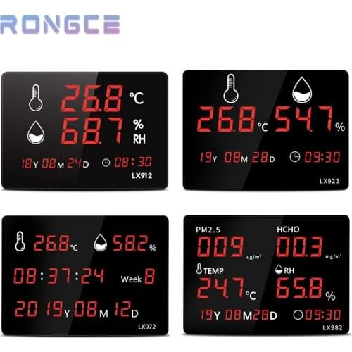 Large Screen LED Digital Indoor Thermometer Hygrometer Wall Clock Office Industrial Air Humidity Temperature Detector