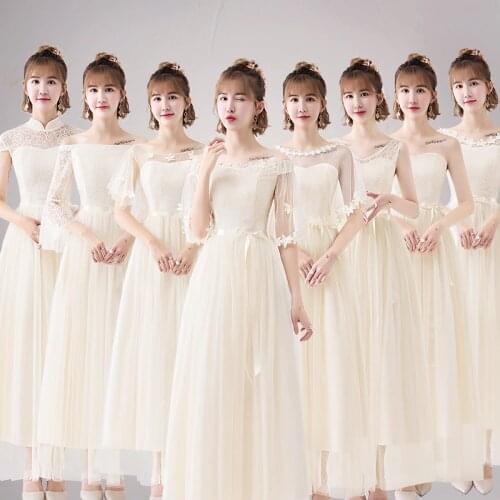 Cheap Gray Light Champagne Bridesmaid Dresses 2021 Bride Sister Wedding Party Dress Women Long Robes Graduation Vestidos SW0014