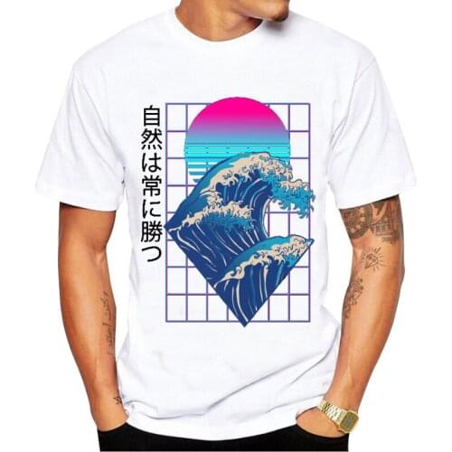 Summer breathable Mens Tshirt fashion vintage top steam wave streetwear print short sleeve Man T shirts