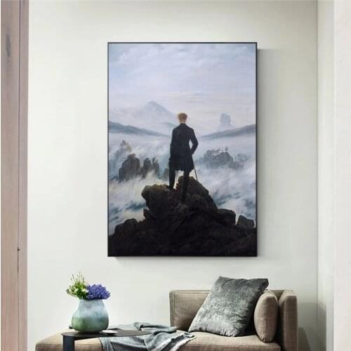 Wanderer Above The Sea of Fog Famous Painting Art Posters and Prints Paintings Canvas Wall Pictures Cuadros for Living Room