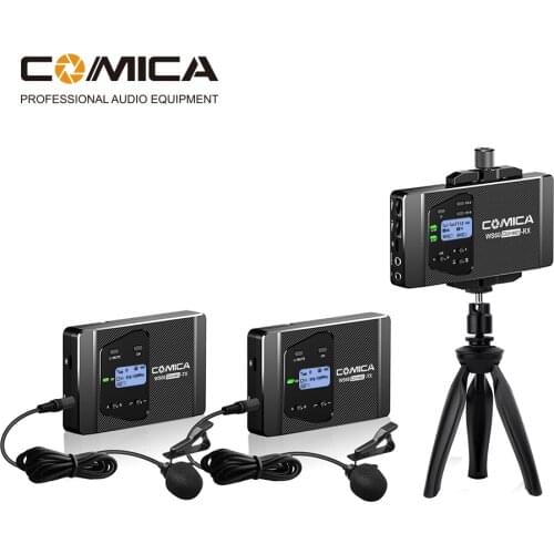 COMICA CVM-WS60 COMBO 1-Trigger-2 dual transmitter and one receiver Flexible Mini Wireless Microphone Universal for Smartphone