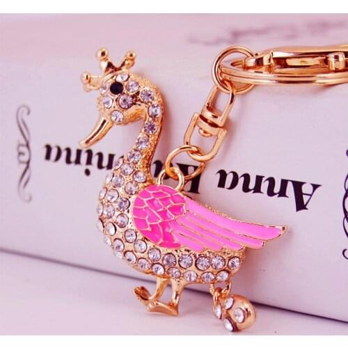 Creative Cute Cartoon Duckling Car Key Chain Metal Pendant Female Bag Pendant Key Ring Small Gift