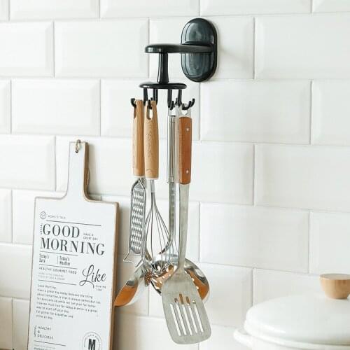 Kitchen Storage Rack Wall-mounted Rotating Hook Storage Rack Hanging Spoon Shovel Kitchen Accessories Storage Rack Kitchen Tools