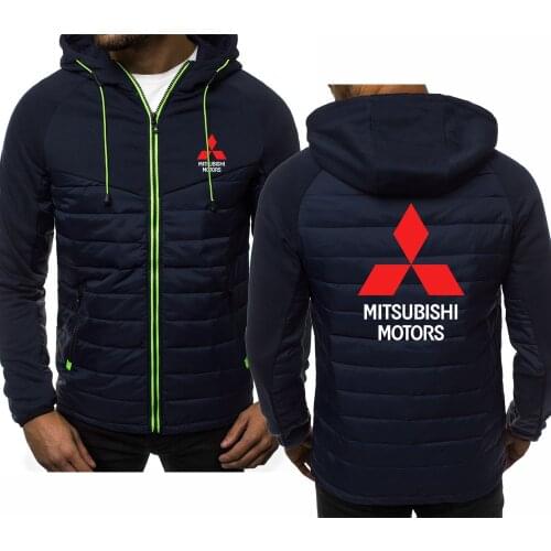 Spring Autumn Mens Zip jackets Mitsubishi Car Logo Printing Casual Splicing Cotton sport jacket High Quality Mens jackets