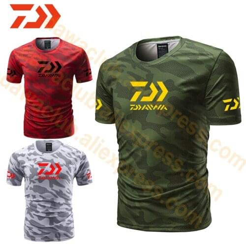 Summer Daiwa Clothing Fishing Camouflage Outdoor Fishing Tshirt Breathable Letter Short Sleeve Top Sport Fishing Jersey Tee