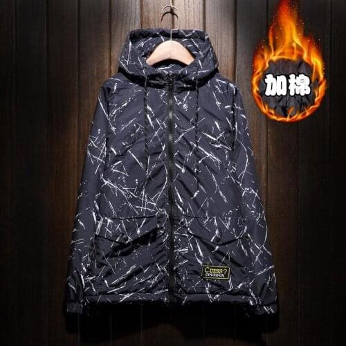 M-5XL (bust 142cm) cotton coat plus cotton jacket winter warm Japanese large size male inkjet zipper large pocket jacket