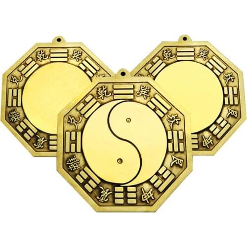 Copper Bagua Mirror Ornaments Copper Taiji Bagua Mirror Concave-convex Fish Exorcise Evil Town House Home Decoration Crafts