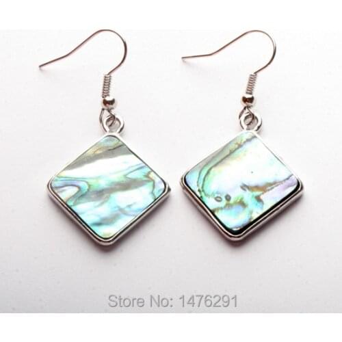 Fashion Jewelry 18X18MM Natural Abalone Shell Rhombus Dangle Earrings 1 Pair
