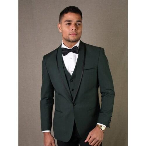ANNIEBRITNEY Dark Green 3 Piece Formal Slim Fit Men Suit New Arrival Slim Fit Groom Wedding Tuxedo Prom Formal Men Custom Suit