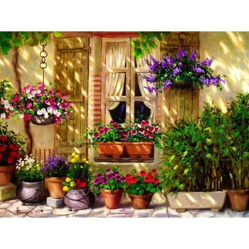 House with Many Flowers Cross Stitch Kits Needlework Sewing Embroidery Crafts 14ct Unprinted DIY Arts Handmade Home Decor