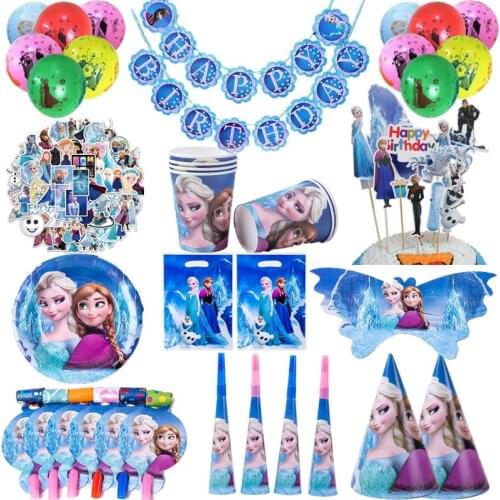 Disney Frozen Party Elsa Princess Set Decoration Party Supplies Cup Straws For Birthday Party Decorations Kids Baby Shower Gift