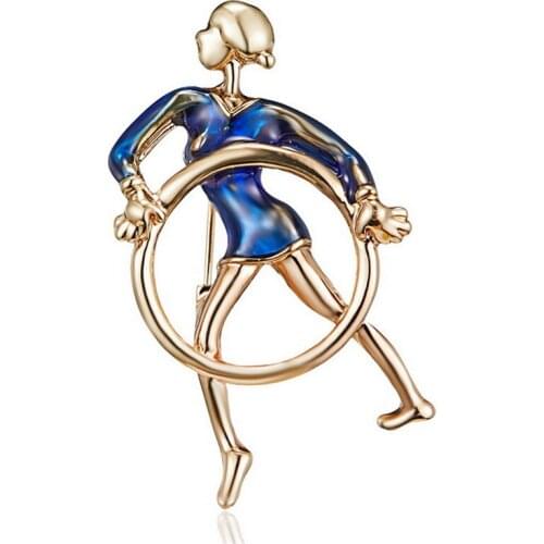 Newest Arrival High Quality Stylish Elegant Available Enamel Pin Gymnastic Girl Brooches For Women Alloy Gym Brooch Jewelry Gift