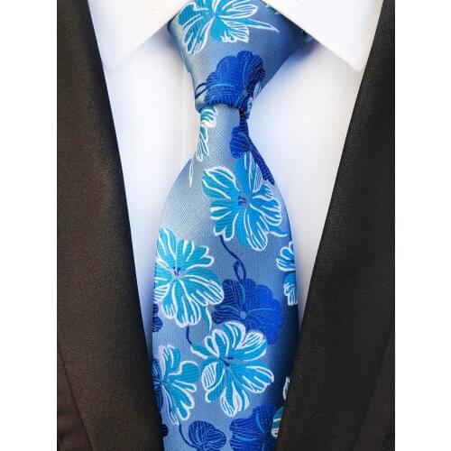 New Design Paisley Blue White Ties Jacquard Woven Silk Ties Men Neck Tie 8CM Tie for Men Wedding Suit Business Party Gravatas