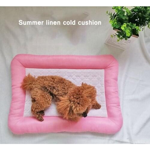 Summer Dog Cooling Bed Solid Cool Ice Pad Comfortable Sofa Linen Breathable Puppy Cushion Pet Sleeping House For Large Dogs XL