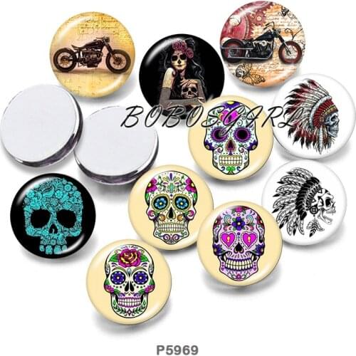 Punk Skull Girls 12mm18mm 20mm Snap button jewelry DIY Bracelet Round photo glass cabochons P6140